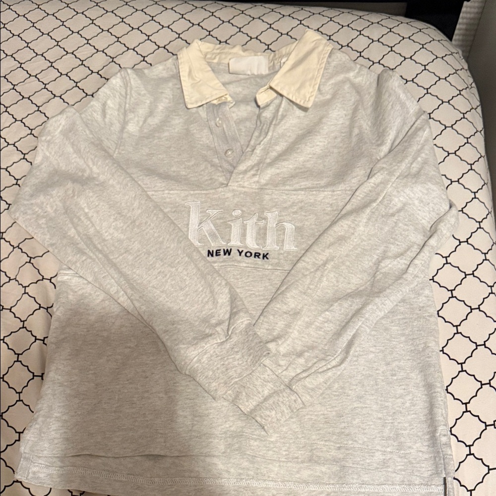 Kith Kids Polo Shirt in Gray and Cream